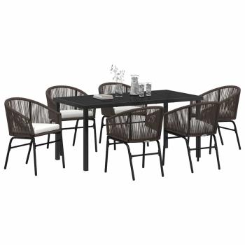 7-teiliges Garten-Essgruppe Braun Poly Rattan