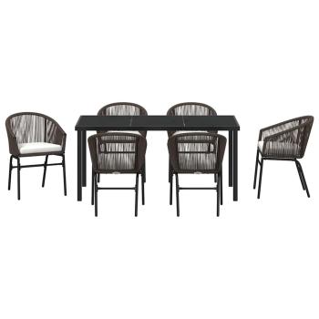 7-teiliges Garten-Essgruppe Braun Poly Rattan