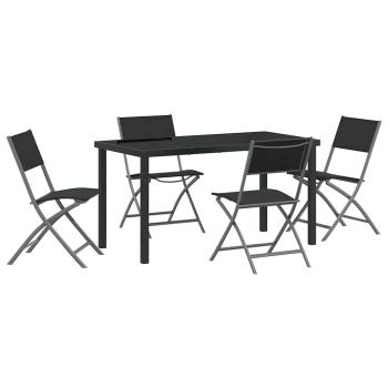 5-teiliges Garten-Ess-Set Schwarz Textilene und Stahl