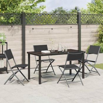 5-teiliges Garten-Ess-Set Schwarz Textilene und Stahl