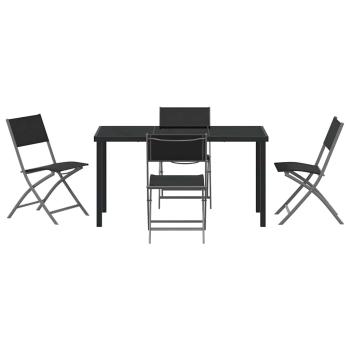 5-teiliges Garten-Ess-Set Schwarz Textilene und Stahl