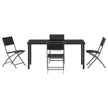5-teiliges Garten-Esszimmer-Set Schwarz Textilene und Stahl