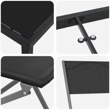 5-teiliges Garten-Esszimmer-Set Schwarz Textilene und Stahl