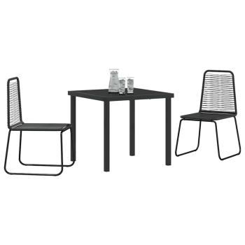 3-teiliges Garten-Esstisch-Set Schwarz Poly-Rattan