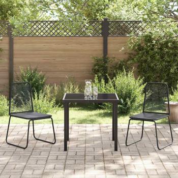 3-teiliges Garten-Esstisch-Set Schwarz Poly-Rattan