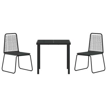 3-teiliges Garten-Esstisch-Set Schwarz Poly-Rattan