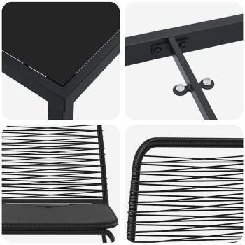 3-teiliges Garten-Esstisch-Set Schwarz Poly-Rattan