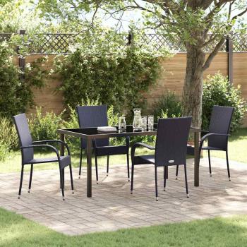 ARDEBO.de - 5-teiliges Garten-Essset aus schwarzem Poly-Rattan