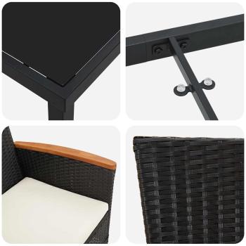 9-teilige Garten-Essgruppe mit Kissen Schwarz Poly-Rattan