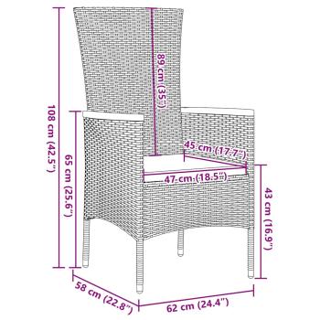 9-teilige Garten-Essgruppe mit Kissen Schwarz Poly-Rattan