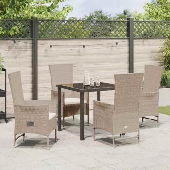 5-teiliges Gartenset mit Kissen Beige Poly-Rattan