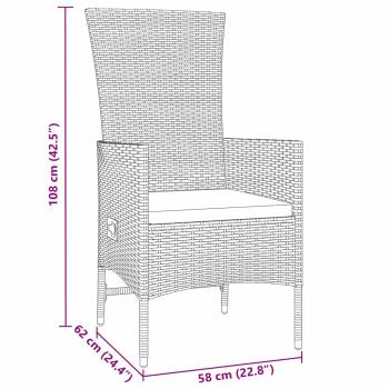 5-teiliges Garten-Essset mit Kissen Beige Poly-Rattan