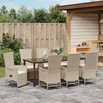 Garten Essgruppe 9 stk. Beige Poly-Rattan