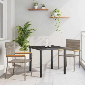 ARDEBO.de - 3-teilige Garten Essgruppe Grau Poly Rattan