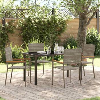 ARDEBO.de - 5-teiliges Garten-Essset Grau Poly-Rattan