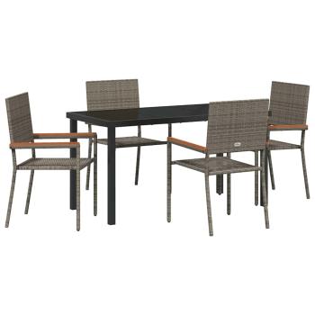 5-teiliges Garten-Essset Grau Poly-Rattan