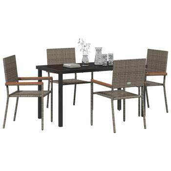 5-teiliges Garten-Essset Grau Poly-Rattan