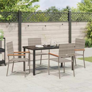 5-teiliges Garten-Essset Grau Poly-Rattan