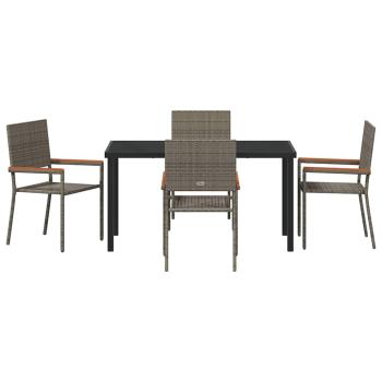 5-teiliges Garten-Essset Grau Poly-Rattan