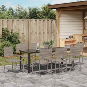 ARDEBO.de - 9-teilige Garten Essgruppe Graues Poly Rattan