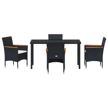 Garten Essgruppe mit Kissen 5 pcs Schwarz Poly-Rattan