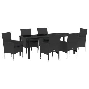 Garten Essgruppe 7 stk. Schwarz Poly-Rattan