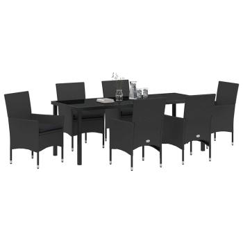 Garten Essgruppe 7 stk. Schwarz Poly-Rattan