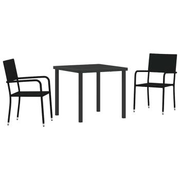 3-teiliges Garten-Ess-Set Schwarz Poly-Rattan