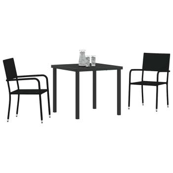 3-teiliges Garten-Ess-Set Schwarz Poly-Rattan