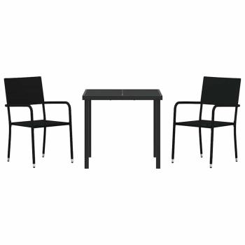 3-teiliges Garten-Ess-Set Schwarz Poly-Rattan