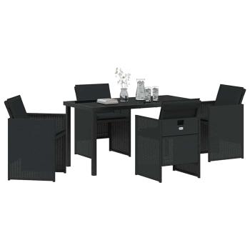 Garten Essgruppe mit Kissen 5 pcs Schwarz Poly-Rattan