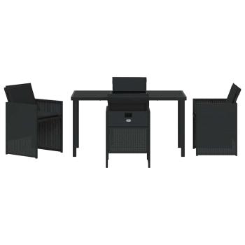 Garten Essgruppe mit Kissen 5 pcs Schwarz Poly-Rattan