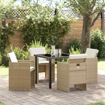 ARDEBO.de - 5-teiliges Garten Essset mit Kissen Beige Poly-Rattan