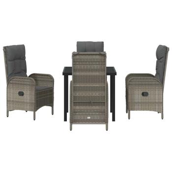 5-teiliges Garten-Ess-Set Grau Poly Rattan