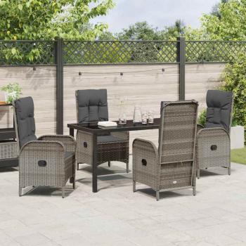 5-teiliges Garten-Dining-Set Grau Poly-Rattan