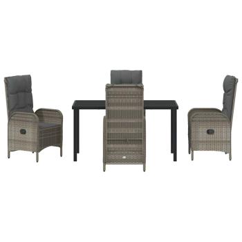 5-teiliges Garten-Dining-Set Grau Poly-Rattan