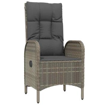 7-teiliges Garten-Ess-Set in grauem Poly-Rattan