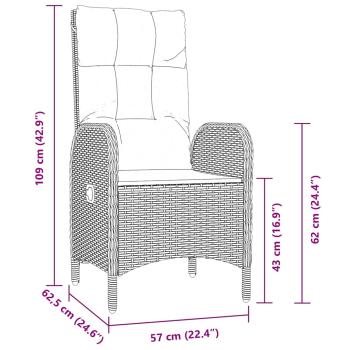 9-teiliges Garten-Esszimmer-Set Grau Poly-Rattan