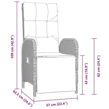 3-teiliges Garten-Esszimmer-Set mit Kissen Grau Poly-Rattan