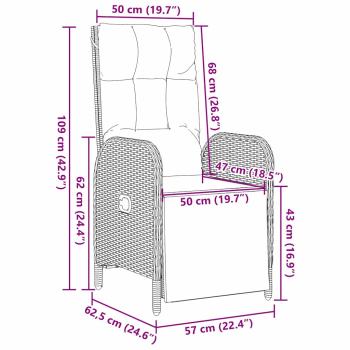 7-teiliges Gartenmöbelset mit Kissen in grauem Poly-Rattan