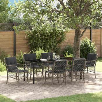 ARDEBO.de - Garten Essgruppe 7 stk. Grau Poly-Rattan
