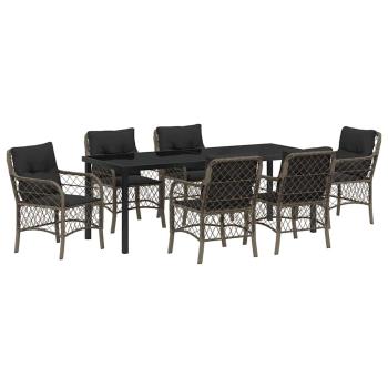 Garten Essgruppe 7 stk. Grau Poly-Rattan