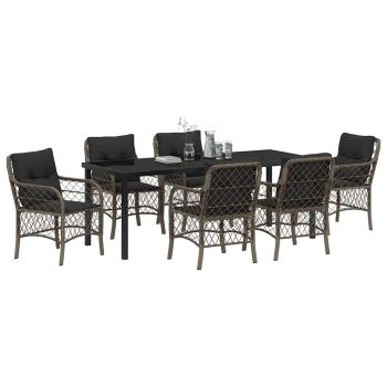 Garten Essgruppe 7 stk. Grau Poly-Rattan