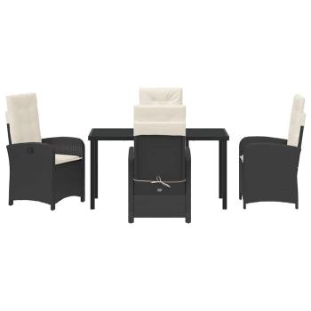 5-teiliges Gartenset mit Kissen in Schwarz Poly-Rattan