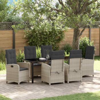 ARDEBO.de - Garten Essgruppe 7 stk. Hellgrau Poly-Rattan