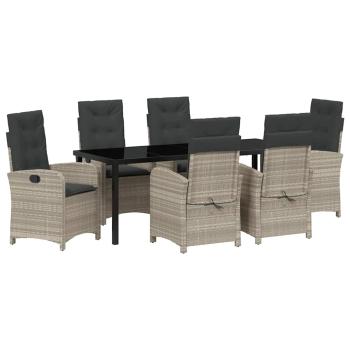 Garten Essgruppe 7 stk. Hellgrau Poly-Rattan