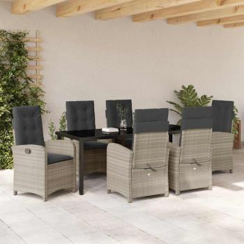 Garten Essgruppe 7 stk. Hellgrau Poly-Rattan
