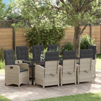 ARDEBO.de - Garten Essgruppe 9 stk. Hellgrau Poly-Rattan