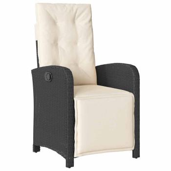 5-teilige Garten Essgruppe mit Kissen Schwarz Poly Rattan, Gartentisch Schwarz 80x80x73 cm Sicherheitsglas
