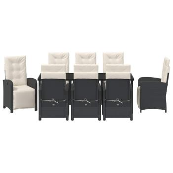 Garten Essgruppe mit Kissen 9 pcs Schwarz Poly-Rattan